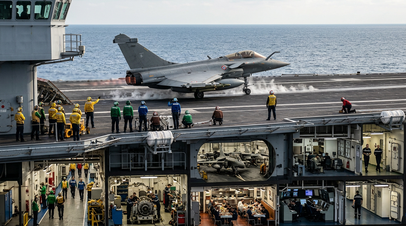 Porte-avions Charles de Gaulle : pourquoi un navire de guerre fonctionne comme une ville flottante